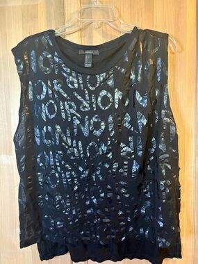 Forever 21 Black Tank Top with Iridescent Lettering